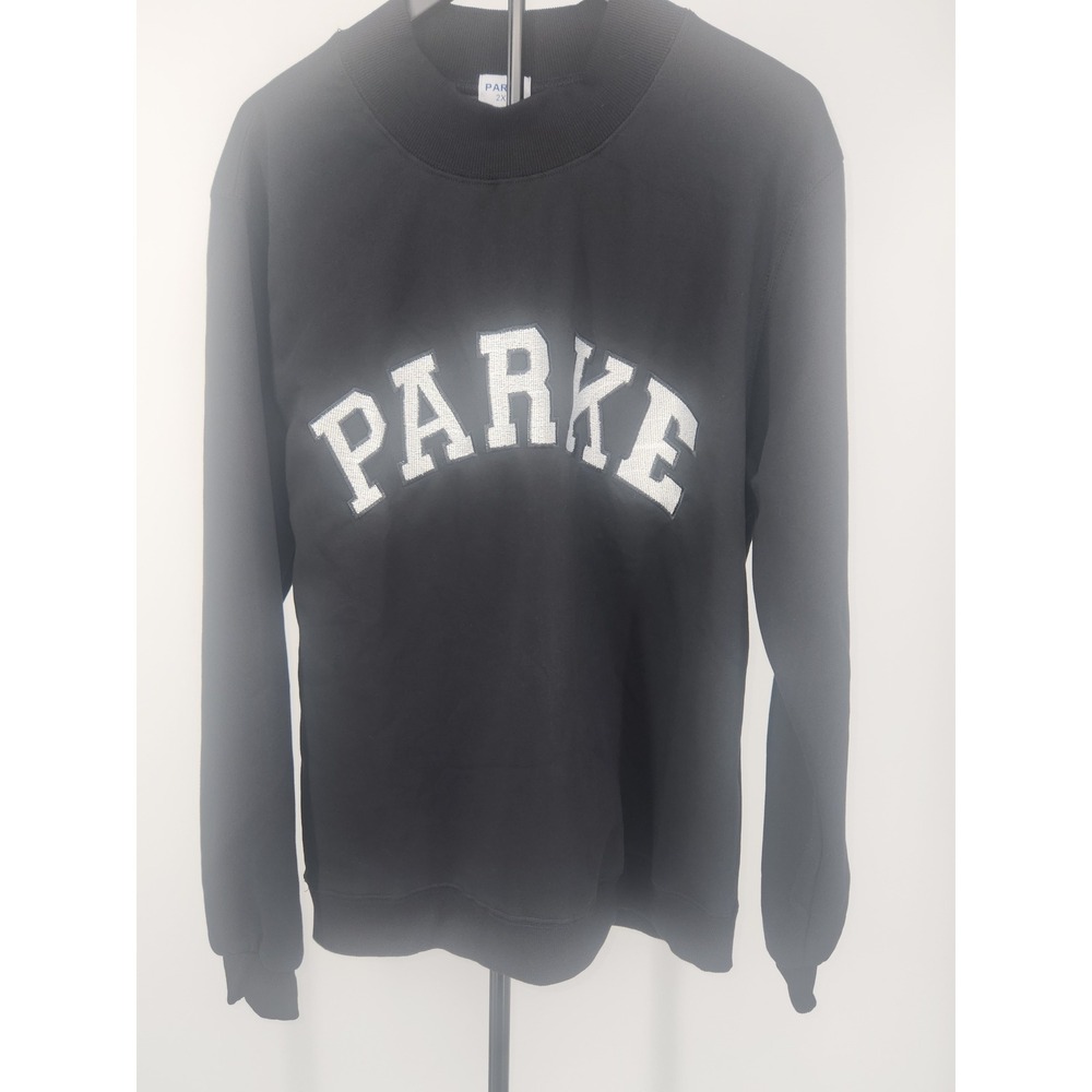 Parke Women Black Collegiate Logo Crewneck Sweatshirt 100% Cotton 2XL XXXL